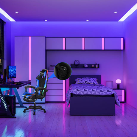 Gaming Chair with Speakers, Gamer Chair with Massage Height Adjustable, Ergonomic Office Computer Gaming Chair with Bluetooth-Compatible and RGB LED Lights for Adults Women Men (Blue) TOLUON