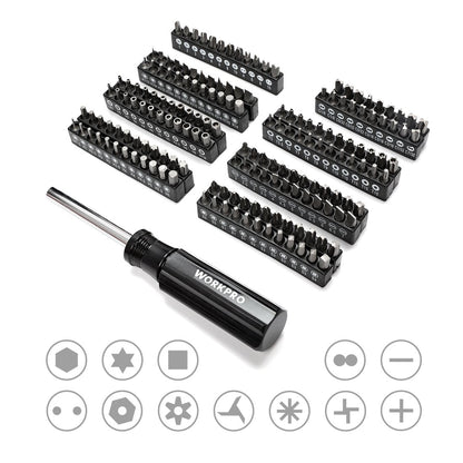 WORKPRO 450-Piece Drive Socket Set 1/2" 1/4" 3/8", CR-V Metric and Imperial with Quick-Release Ratchet Wrench, Spanners, Bits Set, Mechanics Tool for Car Repair - WoodArtSupply