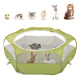 Pawaboo Small Animals Playpen, Waterproof Small Pet Cage Tent with Zippered Cover, Portable Outdoor Yard Fence with 3 Metal Rod for Chick/Kitten/Puppy/Guinea Pig/Rabbits/Hamster/Chinchillas,Green Pawaboo