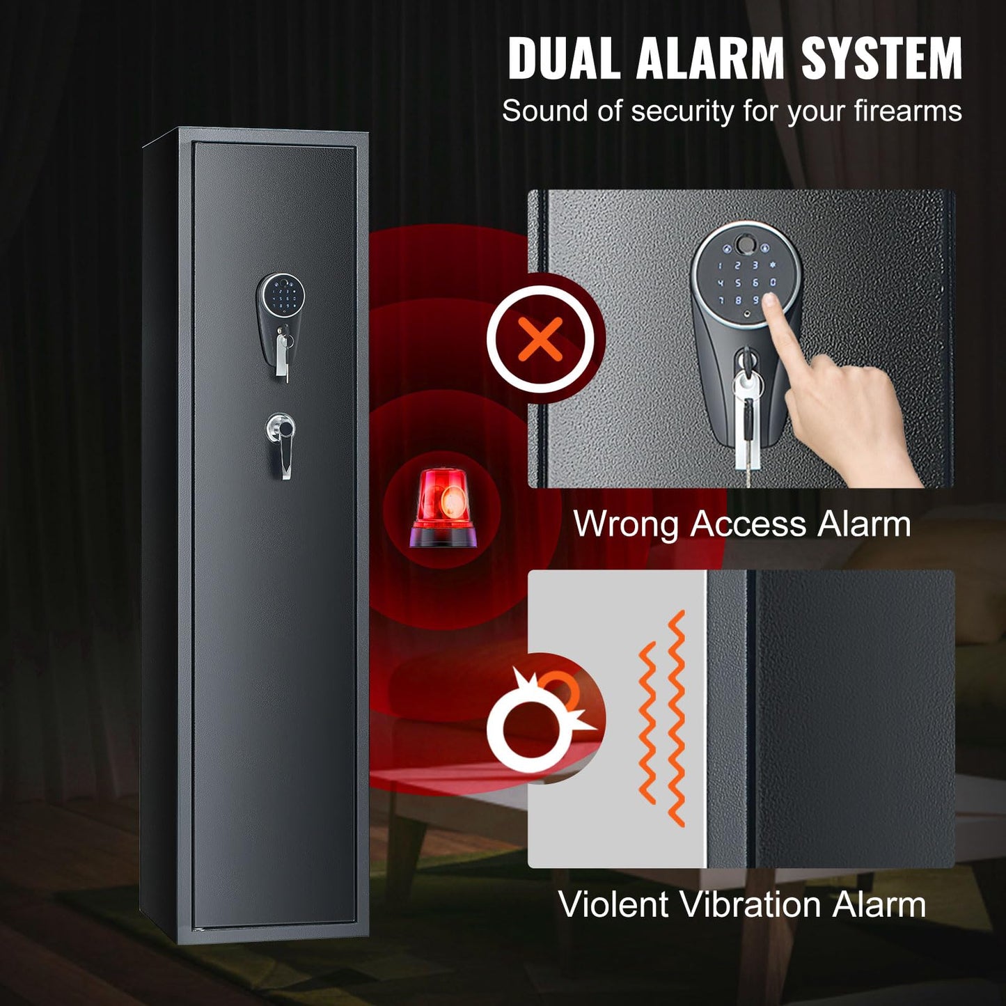 VEVOR 3-4 Rifles Gun Safe, Rifle Safe with Digital Keypad & Lock, Quick Access Gun Storage Cabinet for shotguns with Removable Shelf, Pistol Rack, Ammo Storage Box for Home Rifle and Pistols - WoodArtSupply