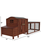 Hipicute Wooden Chicken Coop, Chicken Coop for 3-5 Chickens, 106in Chicken Coop with Run, Outdoor Chicken Coop with Waterproof Roof, Nesting Box, Pull Out Trays and Ramp, Red Hipicute