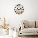 XFM Farmhouse Wall Clock Battery Operated 10 Inch Silent Non-Ticking Wooden Wall Clocks Country Flower Field Clock for Kitchen Living Room Bedroom Decor XFM