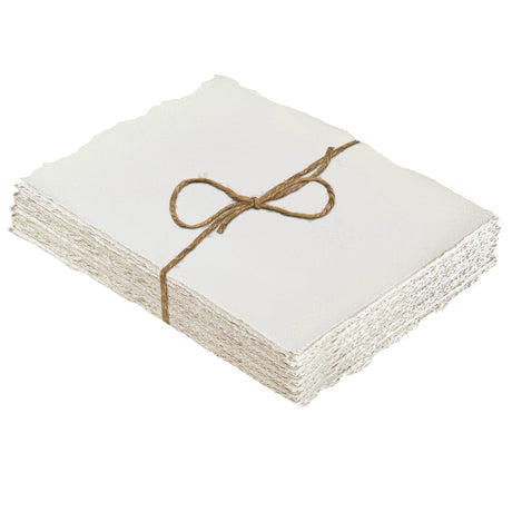 25 Sheets Watercolor Paper 300gsm Handmade Paper Sheets 8 x 6inch Deckled Edge Paper Rough/Textured Cotton Paper Ivory White Textured Paper for Watercolor, Writing Calligraphy, Invitations, Crafts WSICSE