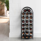 HEOMU 23 Bottles Wine Rack Freestanding Floor, 8 Tier Wine Bottle Holder Metal Floor Wine Rack, Wine Storage Organizer Display Rack for Kitchen Pantry Dining Room Living Room Bar, Black HEOMU