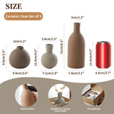 Ceramic Vase Set of 3, Vases Home Decor Rustic Vase Farmhouse Decor Vase Terra Cotta Pottery Vases for Bouquet Pampas Grass Dried Fresh Flowers, Living Room, Kitchen, Bedroom, Entryway Decor- Brown ooit