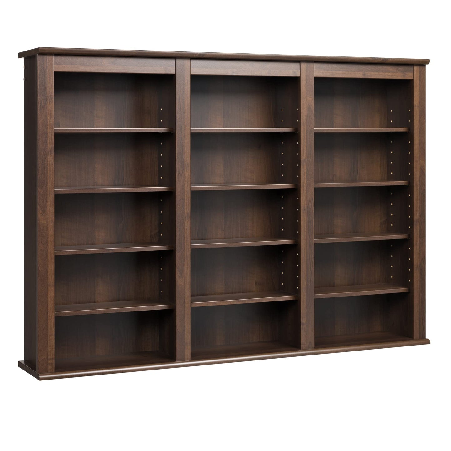 Prepac 3 Column Display Cabinet, Espresso Storage Cabinet, Wall Cabinet, DVD Storage Cabinet with 12 Adjustable Shelves 8.25" D x 47" W x 34" H