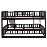 Harper & Bright Designs Bunk Bed with Slide, Full Over Full Low Bunk Bed with Fence & Ladder for Toddler Kids Girls Boys (Espresso) Harper & Bright Designs