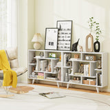 Tangkula Geometric Bookshelf, 3 Tier Modern Freestanding Open Bookcase with Anti-Tipping Devices & Legs, Home Office Decorative Storage Organizer Display Shelf for Living Room Study (White) Tangkula