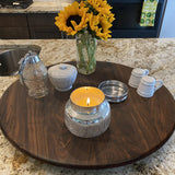 MAGIGO 24 Inches Black Walnut Wood Lazy Susan Organizer, Solid Wooden Round Turntable, Rotating Tray for Table Top/Counter Top MAGIGO