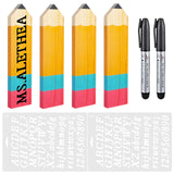 Zonon 8 Pieces Personalized Pencil Name Plate Blank Wooden Desk Sign with Marker Pen and English Letter Template Teacher Appreciation Presents for Classroom School Wood Decor Christmas Party Supplies Zonon