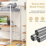 Giantex Metal Loft Bed Twin Size, Heavy Duty Metal Loft Bed Frame with Dual Ladders & Safety Guardrail, No Box Spring Needed, Space-Saving Loft Bed for Juniors Teens Adults (White) Giantex