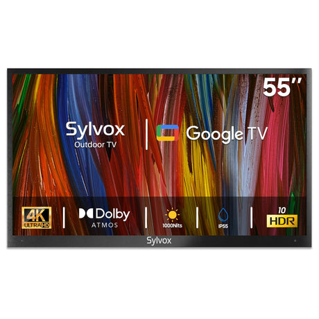 SYLVOX Outdoor TV, 55 inch Smart TV Waterproof Outdoor TVs, 4K Weatherproof Television for Outside, Support Google Assistant, Chromecast, 1000 nit Brightness Partial Sun (Deck Pro 2.0/2024) SYLVOX