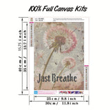 Dandelion 5D Diamond Art Kits for Adults,Just Breathe Diamond Painting Kits for Beginner,DIY Round Full Drill Diamond Dot Painting Gem Art Kits for Adults Home Wall Decor12X16Inch GEMFAMILY