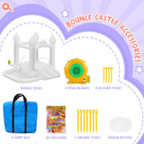 FINCOME White Bounce House, Inflatable Bounce Castle with Double Slide Ball Pit 370W Blower Bouncer for Toddler, Bounce House Bouncy Castle for Indoor Outdoor Backyard Wedding Kids Birthday Party FINCOME