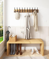 Optish 16.2" Wooden Coat Rack Wall Mount, Rustic Coat Hooks Wall Mounted, 1 Pack Wall Coat Rack with Hanger for Hat, Clothes, Bags, Jacket. etc Optish