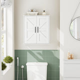 Homleke Bathroom Wall Cabinet, Over Toilet Storage Cabinet with Barn Doors and Adjustable Shelves, 3-Tier Medicine Cabinet Wall Mounted, for Bathroom, Kitchen, Entryway, Laundry Room, White, (7.9" D) Homleke