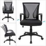Furmax Office Chair Mid Back Swivel Lumbar Support Desk Chair, Computer Ergonomic Mesh Chair with Armrest (Black) Furmax