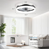 LUDOMIDE Ceiling Fans with Lights, Flush Mount Ceiling Fan with Lights and Remote, 6 Wind Speeds Low Profile Ceiling Fan for Bedroom, Kids Room and Living Room 20" (Black) LUDOMIDE