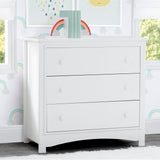 Delta Children Perry 3 Drawer Dresser with Changing Top and Interlocking Drawers, Bianca White Delta Children