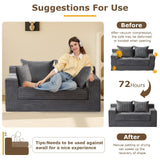 Convertible Sofa Bed, 3 in 1 Loveseat Folding Couch Bed Foldable - Chaise Lounge Chair & Floor Futon Sleeper, Corduroy Pull Out Sofa Bed with 4 Pillows for Living Room, Black cidludto