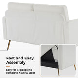 VINGLI 56" Modern White Loveseat,Small Sofa Couch with Deep Seat for Living Room,Faux Sherpa 2-Seater Sofa for Bedroom,Apartment,Office,Dorm,Small Space VINGLI