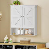 TEENFON Bathroom Wall Cabinet, Bathroom Cabinet with Barn Doors & Adjustable Shelf, Over The Toilet Storage Cabinet, Medicine Cabinet, White UNGGX001WV1 TEENFON