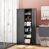 Fesbos Metal Storage Cabinet-71” Tall Steel File Cabinets with Lockable Doors and Adjustable Shelves-Black Steel Storage Cabinet for Home,Kitchen, School, Office, Garage Fesbos
