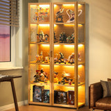 5-Tier Curio Display Cabinet, Storage Shelves with Acrylic Door, Collectibles Toy Organizers Rack & Display Shelf, Display Case for Playroom Bedroom Toddler's Room Kids Bookcase (Wooden double door) iusyugh