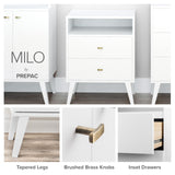 Prepac Milo Mid-Century Modern 7 Drawer Double Dresser for Bedroom, Wide Chest of Drawers, Contemporary Bedroom Furniture, 16" D x 52.5" W x 33.75" H, White, WDBR-1407-1 Prepac