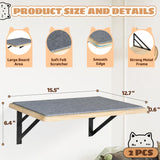 Cat Wall Shelves Set of 2, Wood Cat Shelves for Wall, Cat Wall Bed Hammock with Scratching Pad, Cat Climbing Shelf for Sleeping Playing, Cat Window Perch for Big Cats, Burlywood Cat Furniture Indoor GADKE