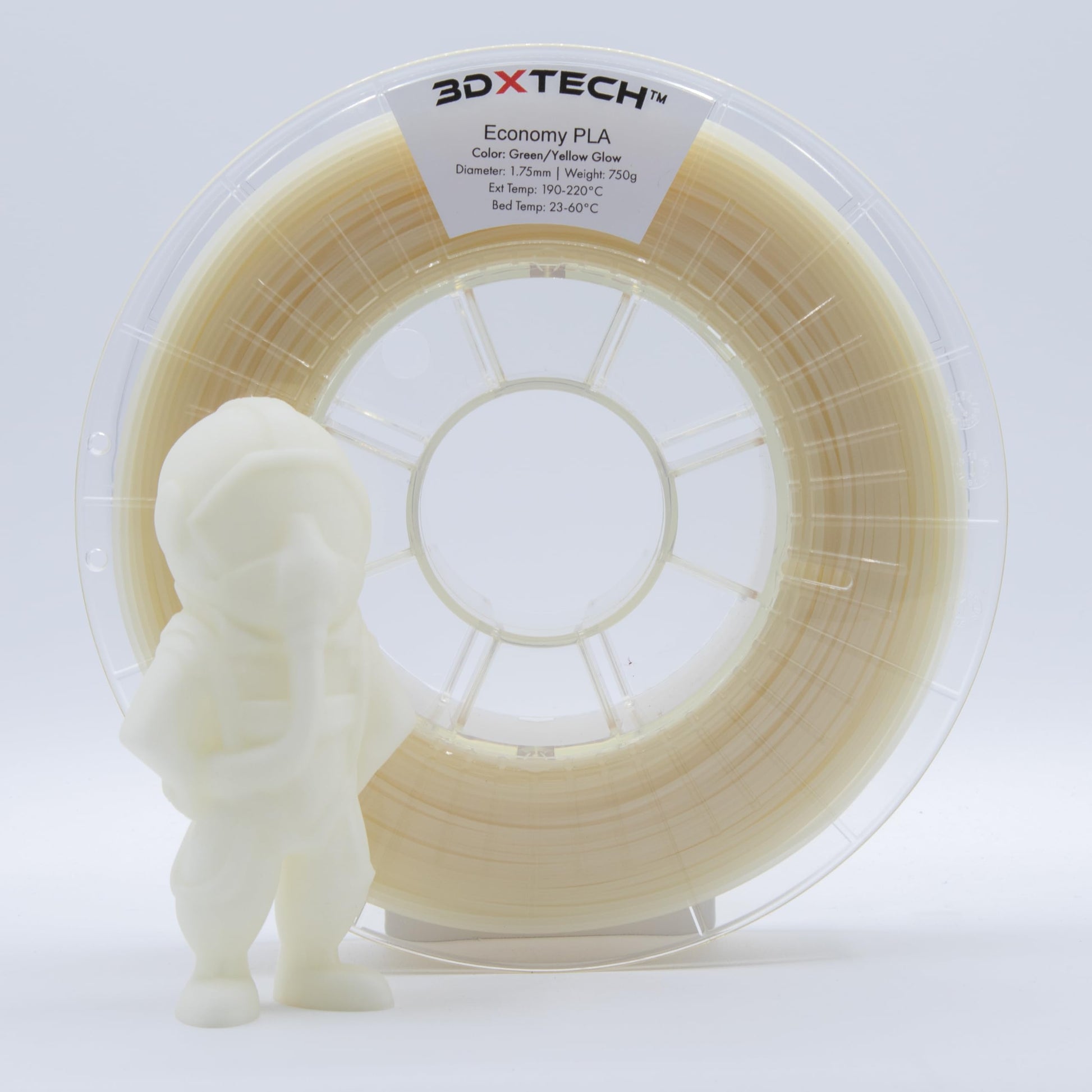 3DXTECH - 1.75mm Green/Yellow Glow Economy PLA 3D Filament 750g Reel, 3D Printing Filament - Made in USA - WoodArtSupply