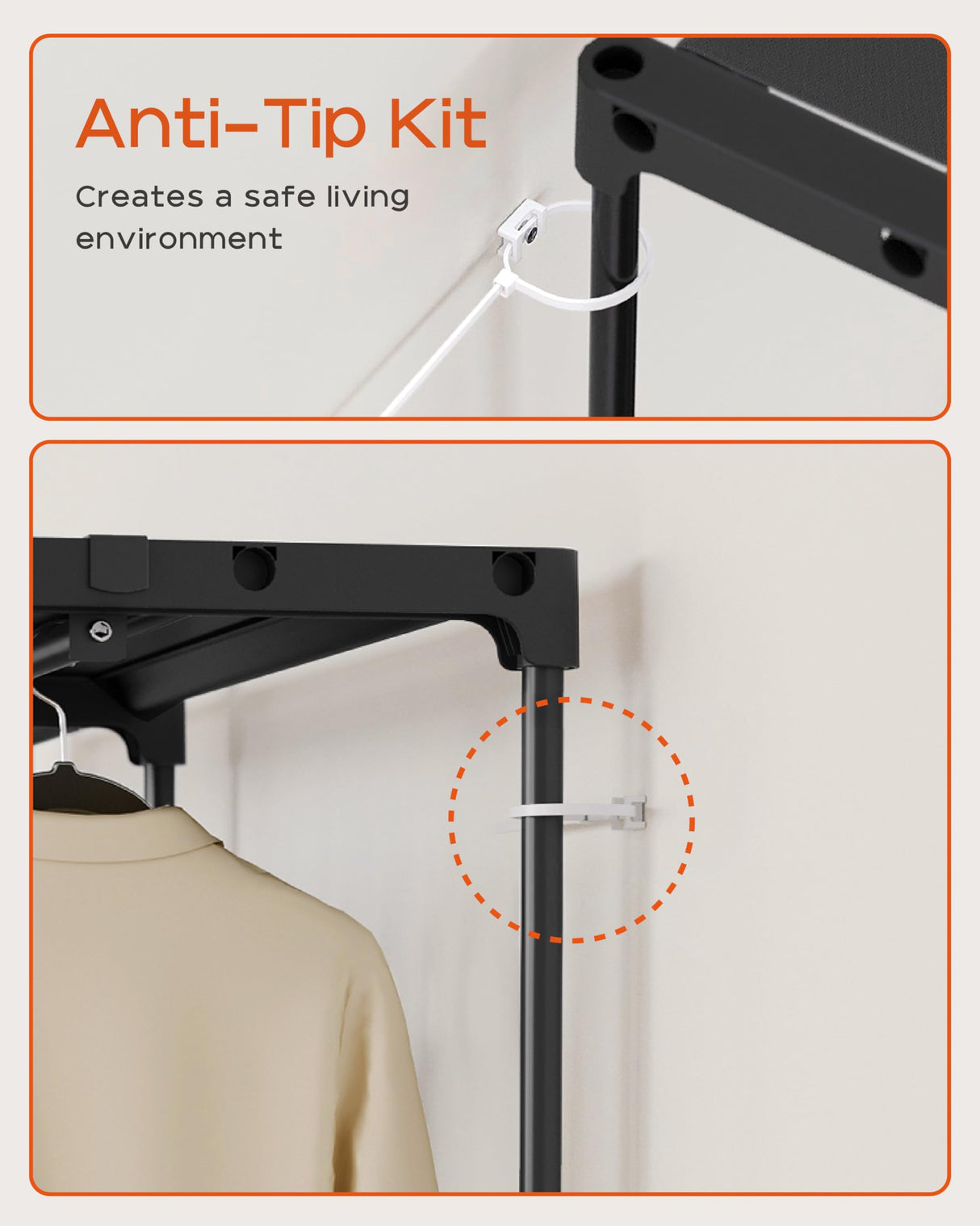 CASAMAYA Clothes Rack, Portable Closet, 27.6 Inch Wardrobe Closet, Clothes Storage Organizer with Shelves and 2 Hanging Rods, Easy to Assembly, Black PCT001B01 CASAMAYA