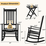 MAMIZO Outdoor Rocking Chair Set 3-Piece, Rocking Chair Patio Set of 2 with Side Table, with High Back,Indoors or Outdoor Wooden Rocking Chair, Easy to Assemble for Porch, Patio, Garden,Lawn, Balcony MAMIZO