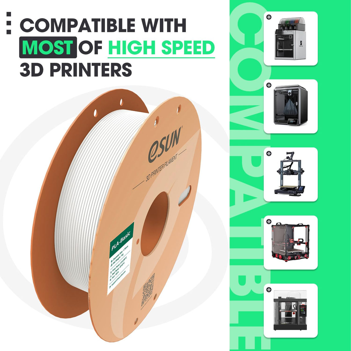 eSUN PLA Basic Filament 1.75mm, 1KG Spool (2.2 LBS) High Speed Printing 3D Printer PLA Filament,Designed for Fast Printing, Blue eSUN