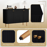 HLR Sideboard Buffet Cabinet, 48" Modern Accent Cabinet with 4 Door and Removable Shelves, Credenza Entryway Cabinet with Storage for Living Room, Dinning Room (Black) HLR