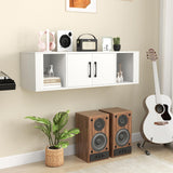 GOFLAME Floating TV Stand, Wall Mounted TV Console Table with Doors, Entertainment Media Center Under TV, Modern TV Cabinet for Living Room, Bedroom, Office, White GOFLAME