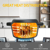 EDGING CASTING 2-in-1 Pre-Seasoned Cast Iron Dutch Oven Pot with Skillet Lid Cooking Pan, Cast Iron Skillet Cookware Pan Set with Dual Handles Indoor Outdoor for Bread, Frying, Baking, Camping, BBQ, 5QT EDGING CASTING