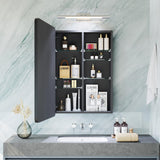 Black Medicine Cabinet with Mirror for Bathroom: 16 x 20 Inch Small Mirrored Vanity Storage with Adjustable Shelves - Surface or Recessed Wall Mount - Matte Black Frame MemoCastle