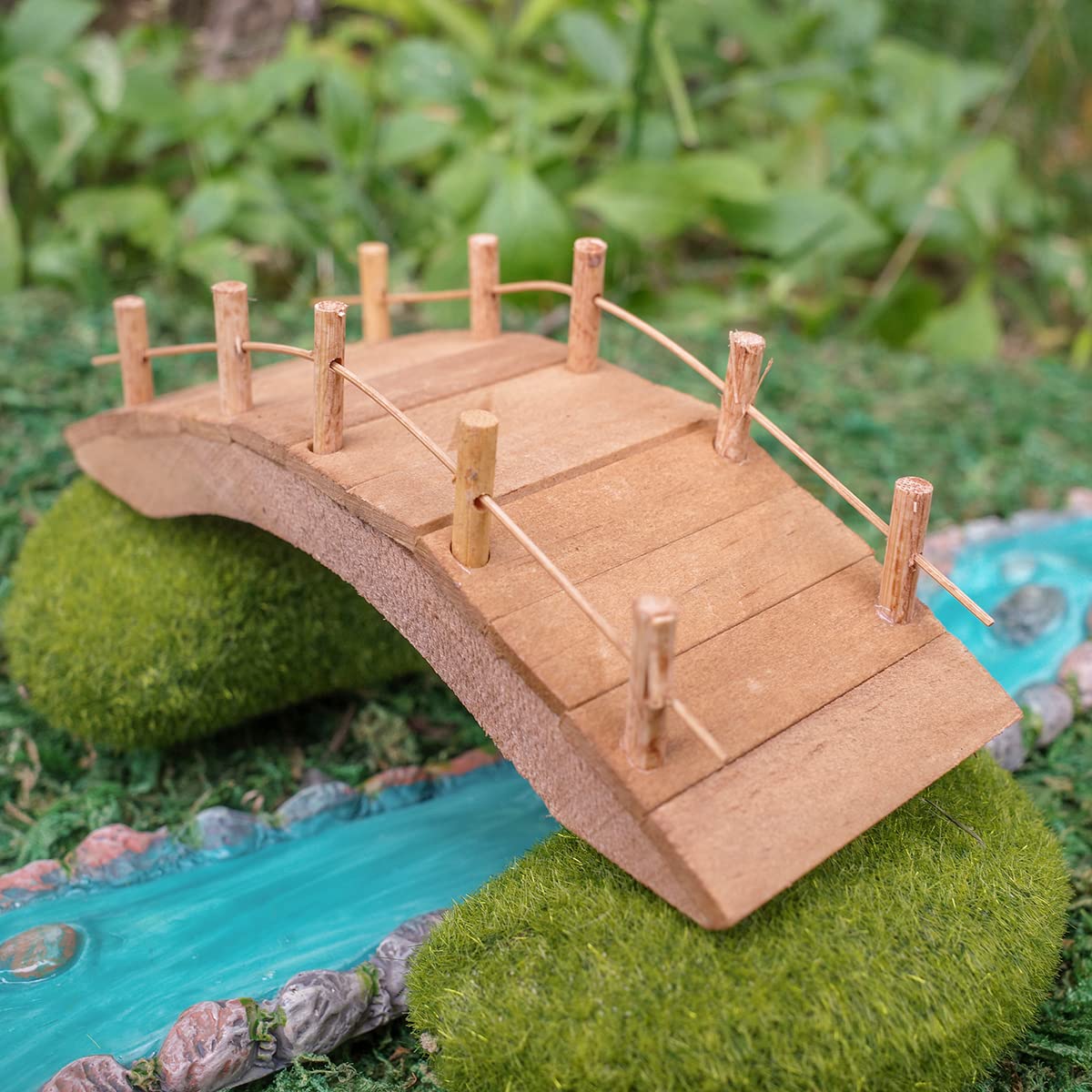 Treasure Gurus Miniature Wooden Arch Bridge Fairy Garden Ornament Outdoor Dollhouse Decor Supply - WoodArtSupply