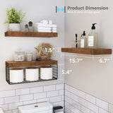 QEEIG Bathroom Shelves Over Toilet Wall Mounted Floating Shelves Farmhouse Shelf Toilet Paper Holder Small 16 inch Set of 3, Rustic Brown (019-BN3) QEEIG