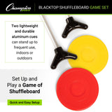 Champion Sports Shuffleboard Game Set, 2 Cues, 8 Pucks, Chalk - Outdoor Games for Adults and Family Red Champion Sports