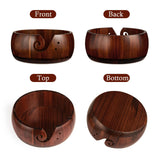 Wooden Yarn Bowl Holder, Craft Knitting Bowl with 8pcs Metal Crochet Hooks, 7.9''Large Yarn Holder Dispenser Yarn Storage Bowls, for Knitters & Crocheters (Brown 7.9 inch) Sewovvmu