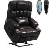 LITVZ Power Lift Recliner Chair with Massage and Heating for Elderly, Oversized Lay Flat Recliner, Big and Tall 400lbs, Dual Motors, Cup Holders, Heavy Duty, Adults (Red) LITVZ