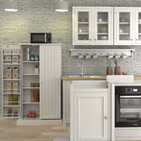 GEPELCN 50" LED Kitchen Pantry Cabinet White Storage Cabinet Food Pantry with Doors and Adjustable Shelves Freestanding Buffet Cupboards Sideboard for Kitchen Living Room and Dinning Room GEPELCN