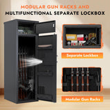 KAER 13-15 Gun Safe,Gun Safe for Rifles and Pistols,Double Layer Electronic Gun Cabinet,Gun Safes for Rifles Adjustable Gun Racks,Rifle Safes for Home with Separate Lockbox KAER