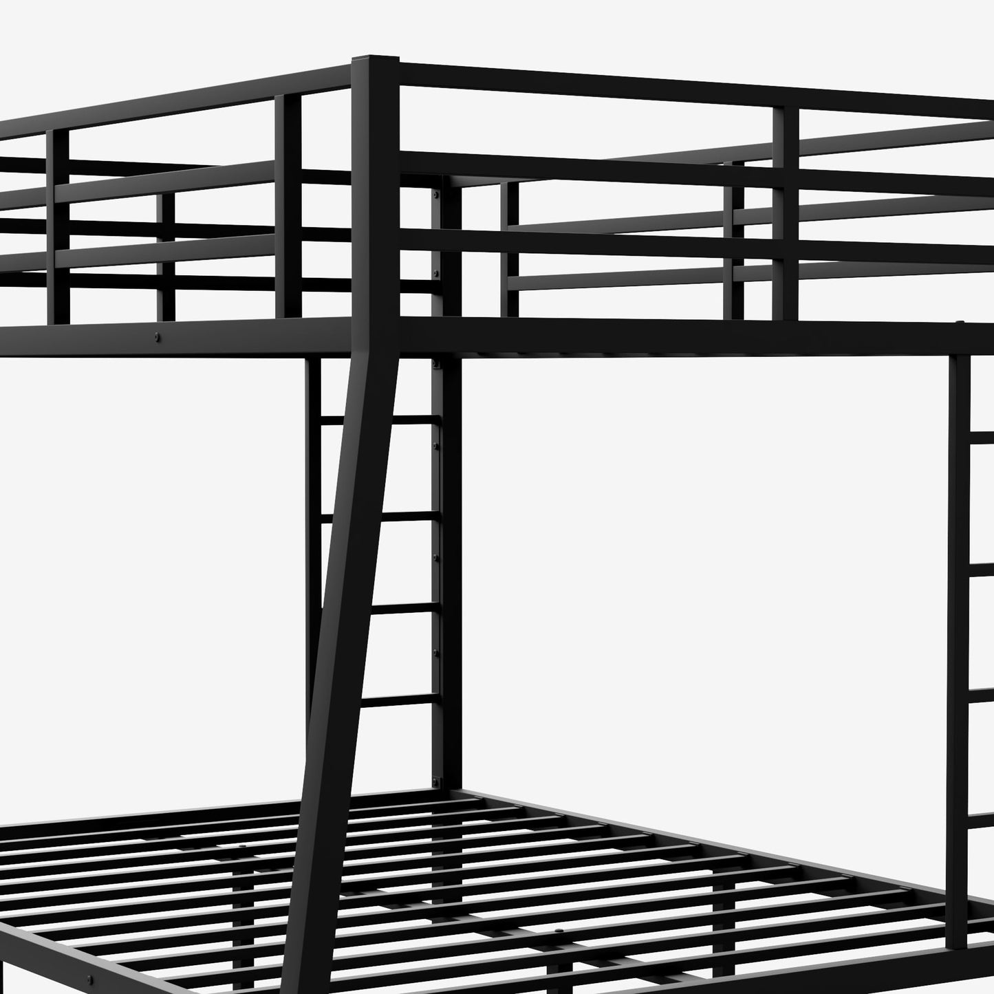 Metal Full XL Over Queen Bunk Bed, Heavey Duty Bunk Bed Frame, Queen Bunk Bed, Full XL Bunk Bed for Adults Teens Boys Girls, Black