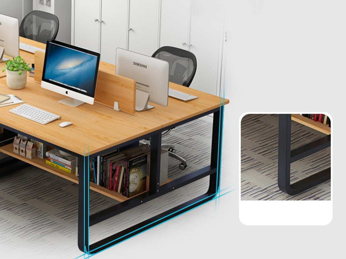 jianghinice Double Desk for Two People, 47 Inch Two Person Desk - Double Computer Desk with Partition and Storage Shelves, Long Office Writing Table Computer Workstation for Home Office (White) jianghinice