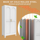 Nobilsteel 71''Metal Kitchen Storage Cabinet with 2 Doors and 4 Adjustable Shelves, 5-Tier Tall White Food Metal Pantry Storage Cabinet for Kitchen, Dining/Living Room Nobilsteel