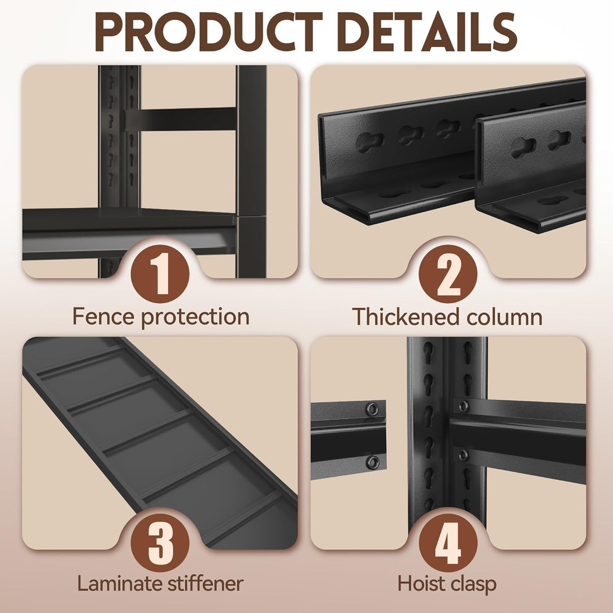 Office Shelf Organizer/Home Book Shelves/Metal Garage Shelving Unit, 5 Tiers, 3000 lbs Weight Capacity, Adjustable, Freestanding for Living Room/Garage/Basement Black (35.4" W*15.8" D*72" H) BEESTMUEBLE