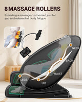 Zero Gravity Full Body Massage Chair Recliner with Heat Therapy, Bluetooth Speaker, Air Compression Massage, Foot Roller, Touch Screen, Space-Saving Design, Faux Leather (Black) BILITOK